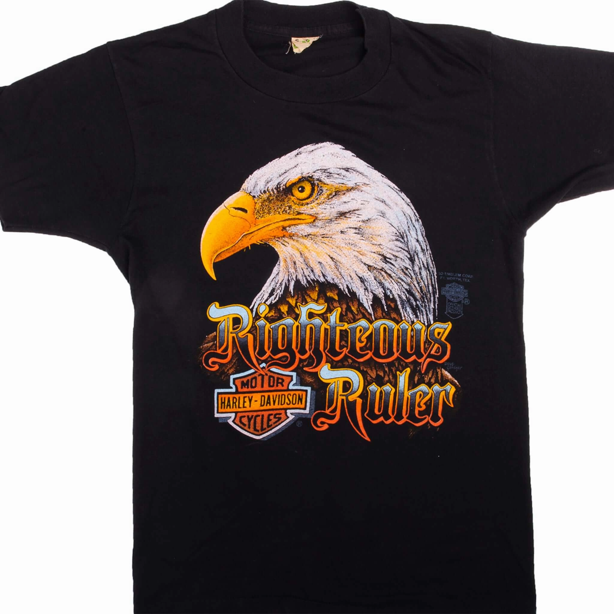 Multi Purpose Wear VINTAGE HARLEY DAVIDSON TEE SHIRT 3D EMBLEM 1980s SIZE SMALL MADE IN USA