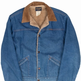 VINTAGE WRANGLER FUR LINED DENIM JACKET 74227NV 1970S SIZE 38 MADE IN USA Perseverance Equity