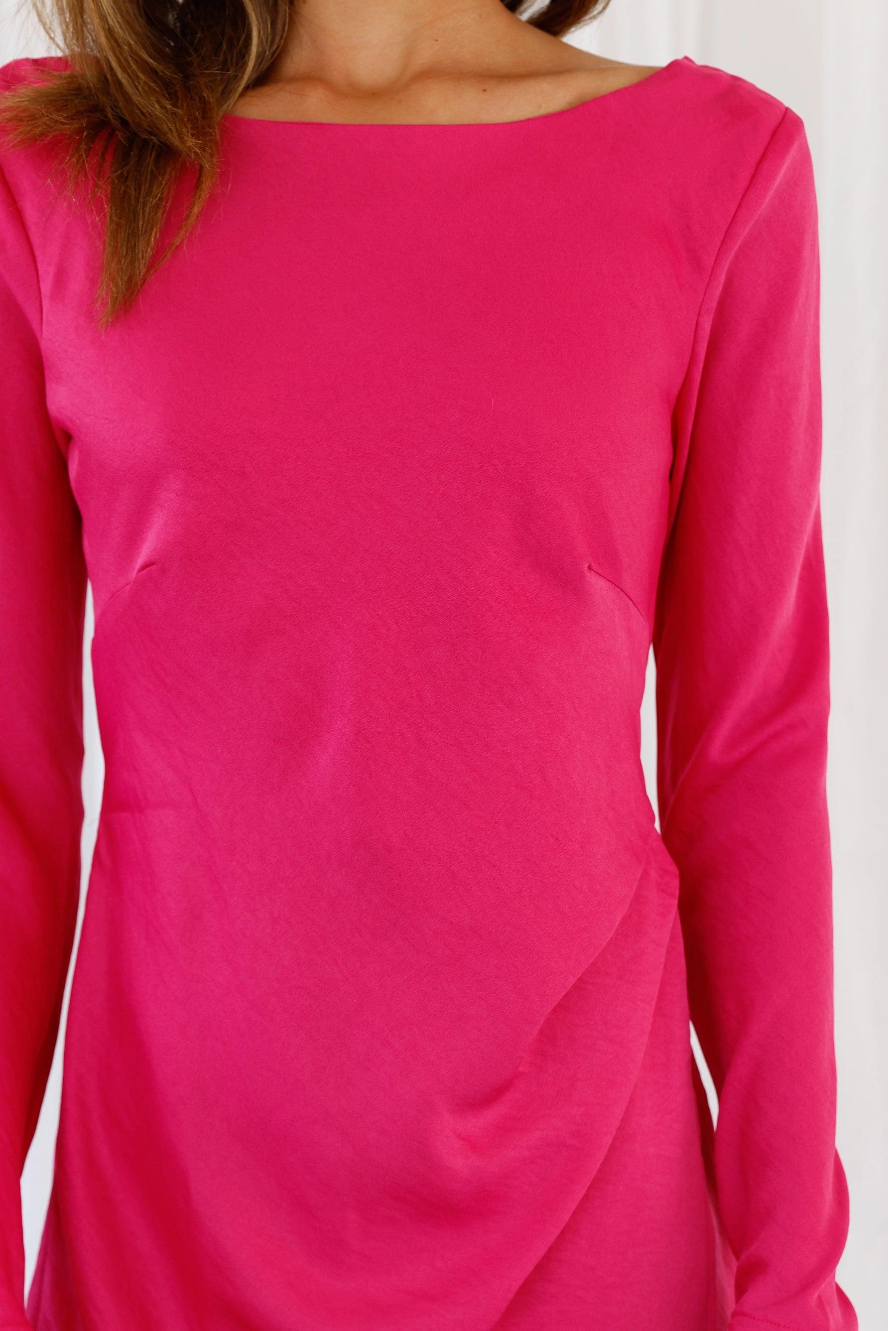 Satin Glow Sweet Sensations Dress - Hot Pink