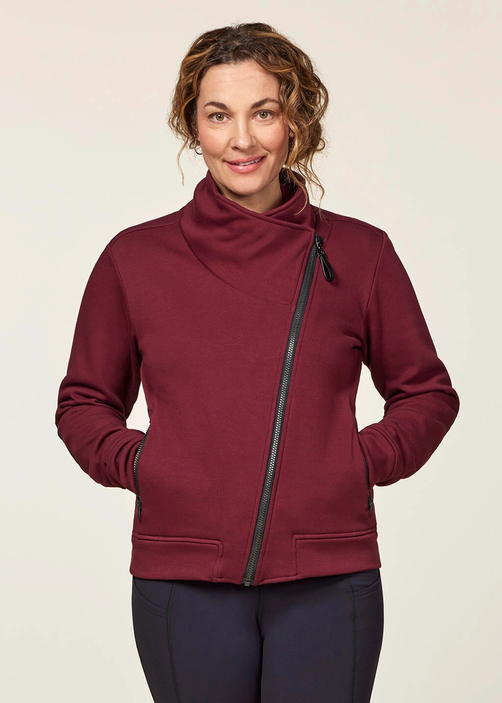 Matte Look Wrap Front Fleece Jacket