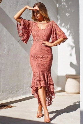 Joy Glow Flattering Shape Design Reyna Dress - Mauve