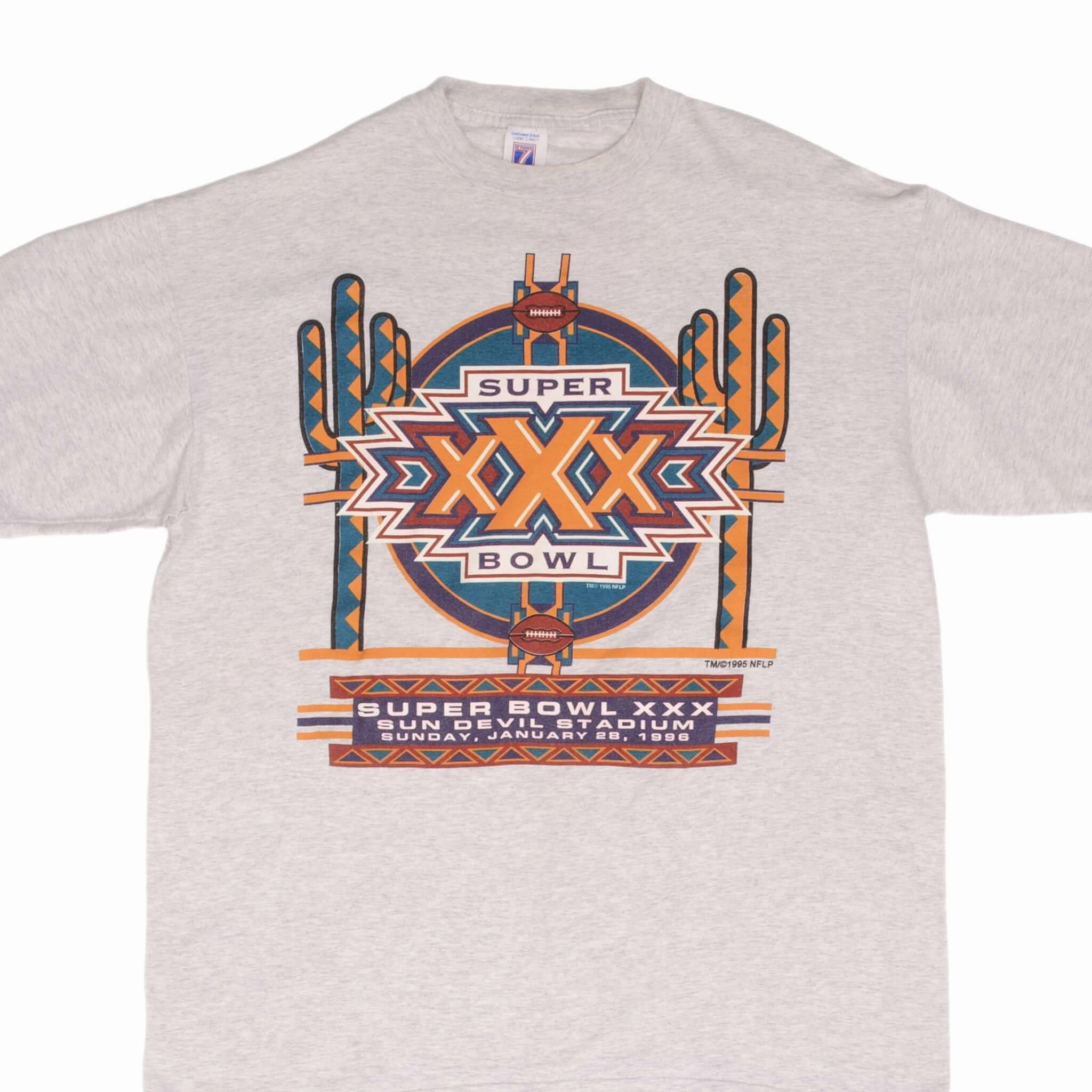 Crew neck classic Seasonal Comfort VINTAGE NFL SUPER BOWL XXX SUN DEVIL STADIUM ARIZONA 1996 TEE SHIRT SIZE XL