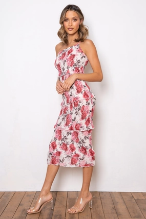 Everyday Use Scoop-Neck Dark Rose Dress - Cream Floral