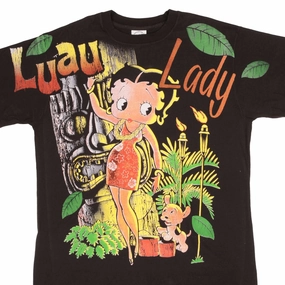 All-Day Stretch Quick Dry Fit BOOTLEG BETTY BOOP LUAU LADY ALL OVER PRINT TEE SHIRT SIZE XL SINGLE STITCH