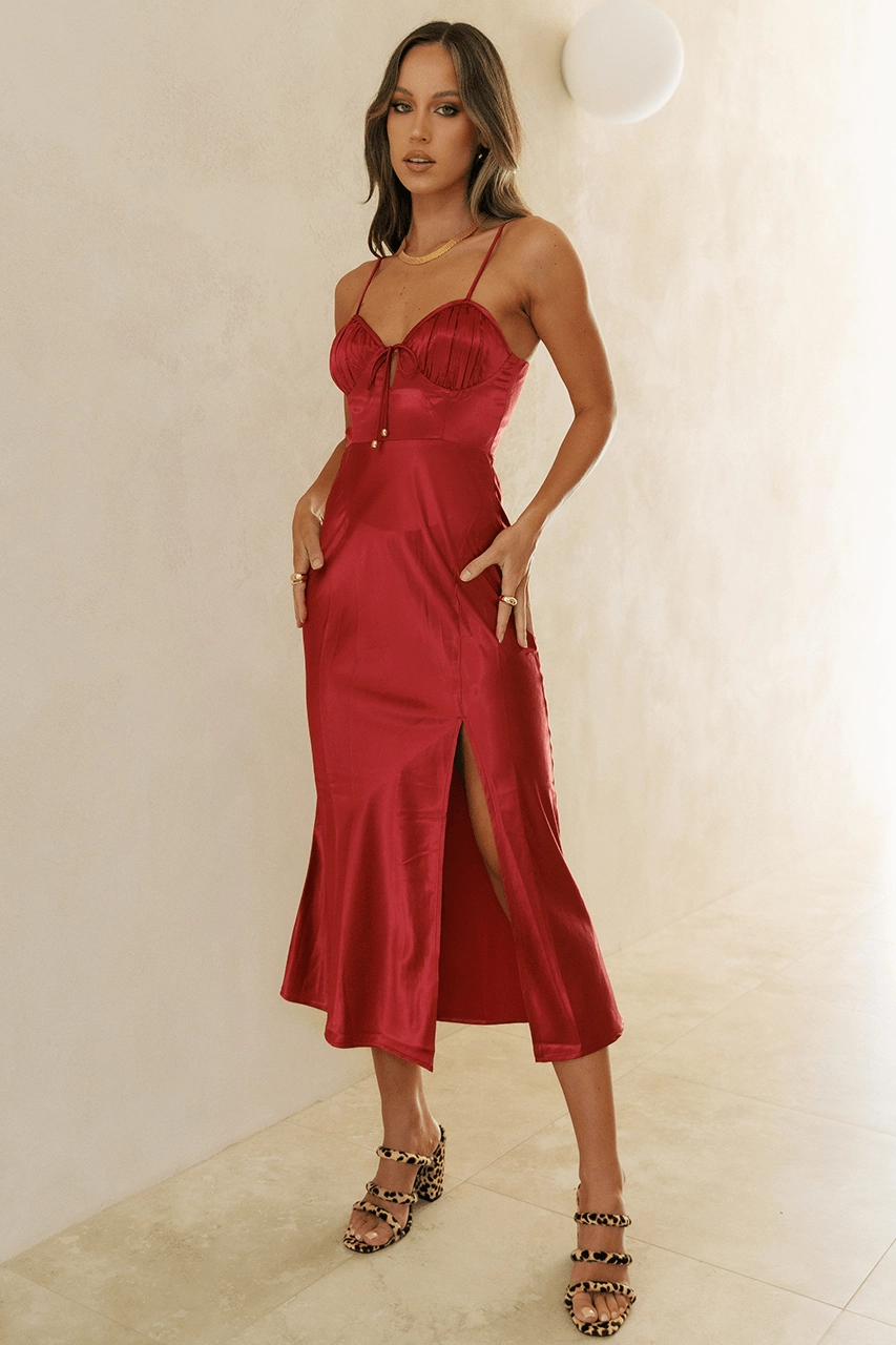 Shay Slip Dress - Red Daily Wear Cool Layers