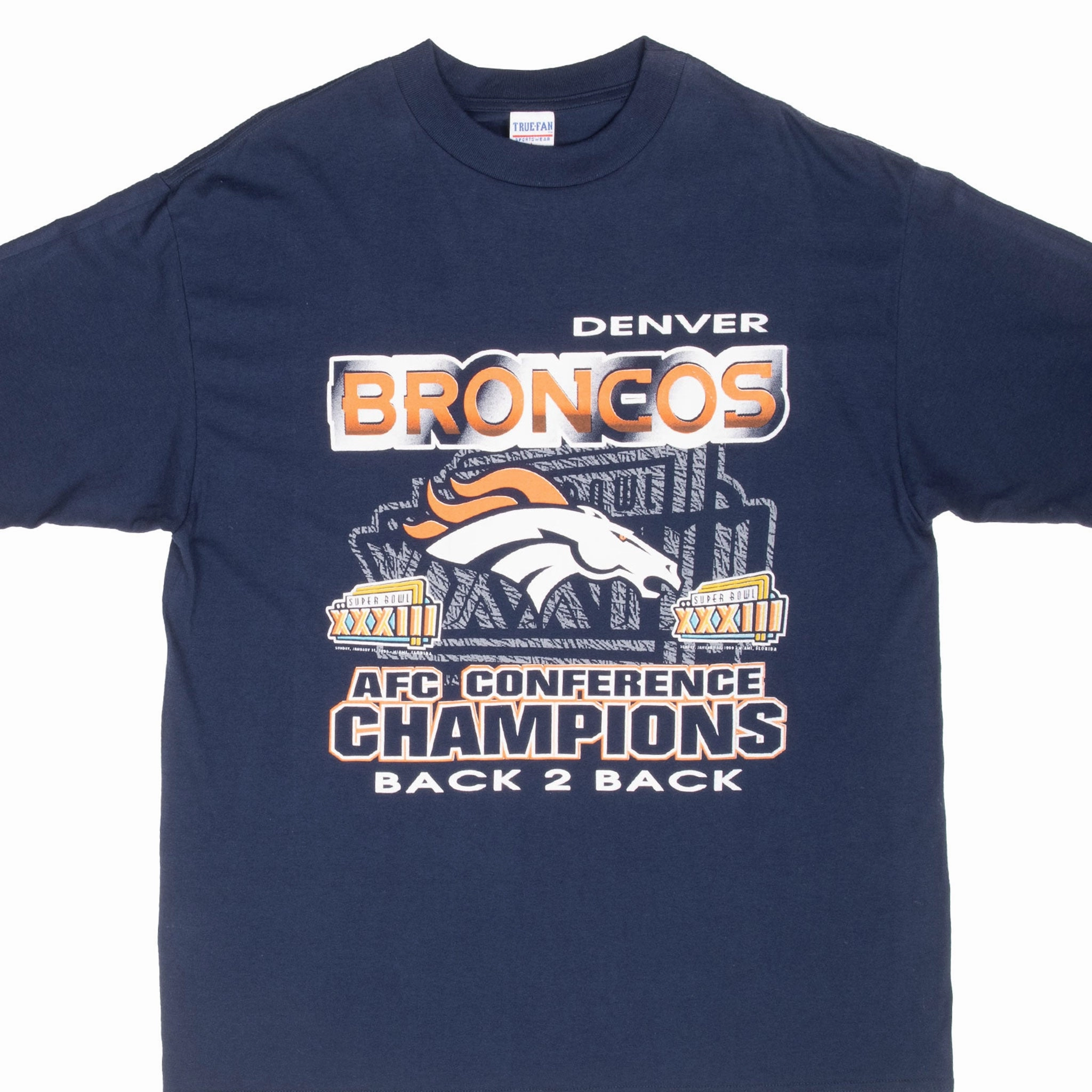 Everyday Layering Stretchy Fit VINTAGE NFL DENVER BRONCOS AFC CHAMPIONS 1999 TEE SHIRT LARGE